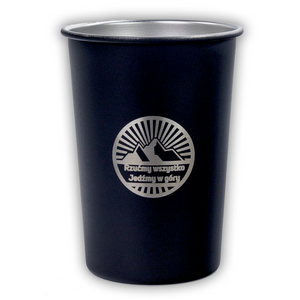 Stainless steel travel mug 350ml - Let's go to the mountains - Matte black