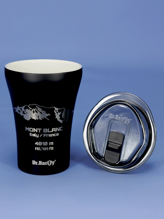 Coffee thermal mug with ceramic coating Dr.Bacty Apollo 227 ml - Mont Blanc - black