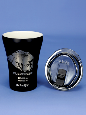 Coffee thermal mug with ceramic coating Dr.Bacty Apollo 227 ml - Mt. Everest - black