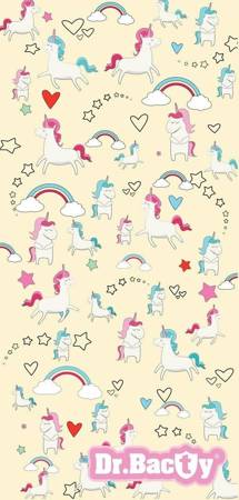 Dr.Bacty quick-drying double-sided towel for girls 70x140 - yellow unicorn.