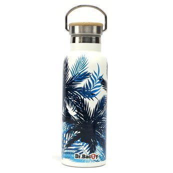 Steel thermal bottle Dr. Bacty Blue Palms - white