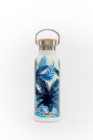 Steel thermal bottle Dr. Bacty Blue Palms - white