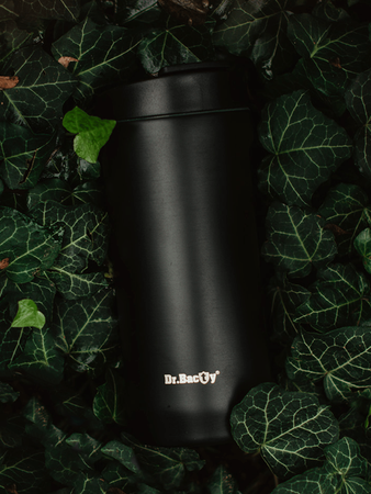 Thermal coffee mug 2-in-1 Dr.Bacty Notus 360 ml - black.