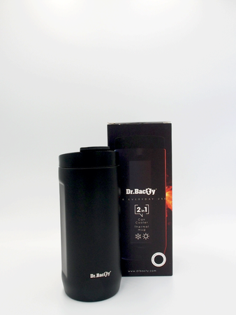 Thermal coffee mug 2-in-1 Dr.Bacty Notus 360 ml - black.