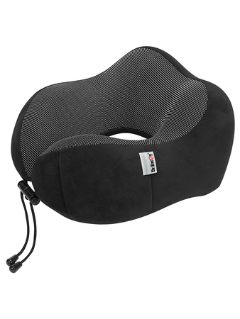 Travel pillow around the neck Dr. Bacty - Black. Plus ear plugs and eye band