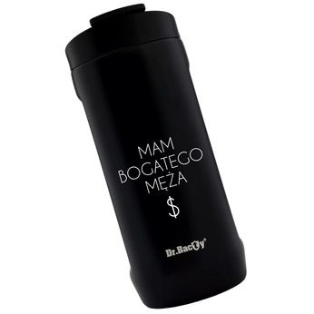 Kubek termiczny 2w1 Dr.Bacty Notus 360 ml - Żona bogatego męża - czarny