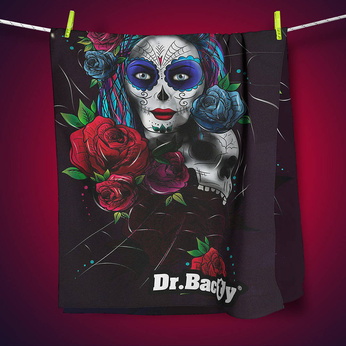 Microfiber beach towel, quick drying with antimicrobial coating 70x140 - Santa Muerte