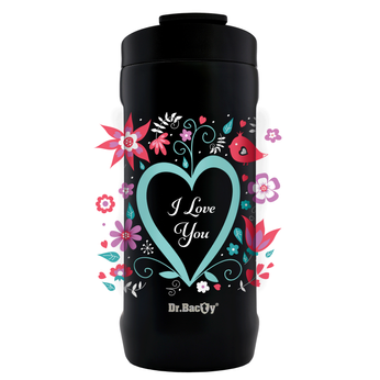 Kubek termiczny do kawy Dr.Bacty 360 ml - Czarny - I love You