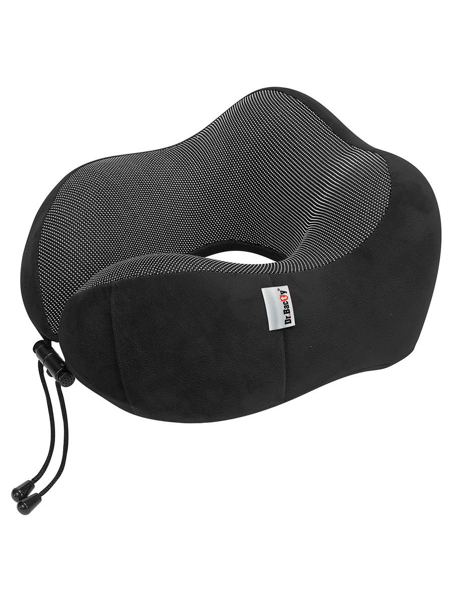 Travel pillow around the neck Dr. Bacty - Black. Plus ear plugs and eye band