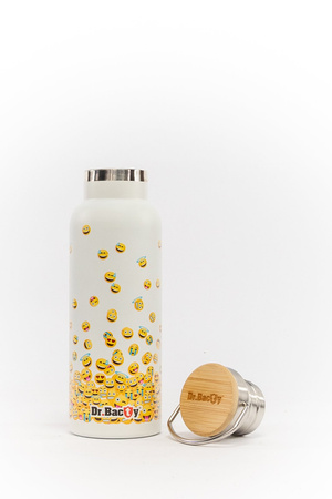 Steel thermal bottle Dr. Bacty Emoticons - white