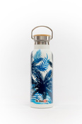 Steel thermal bottle Dr. Bacty Blue Palms - white
