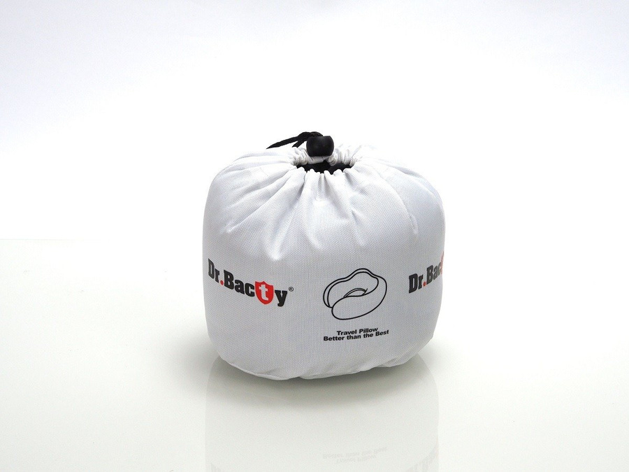 Poduszka podróżna na szyję Dr.Bacty - szara. Gratis zatyczki do uszu i opaska na oczy