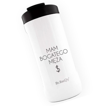 Kubek termiczny Dr.Bacty Notus 360 ml - Mam bogatego męża - biały