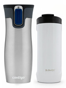 Set of thermal mugs Contigo West Loop 2.0 470ml - steel + Dr.Bacty Notus 360 ml - white