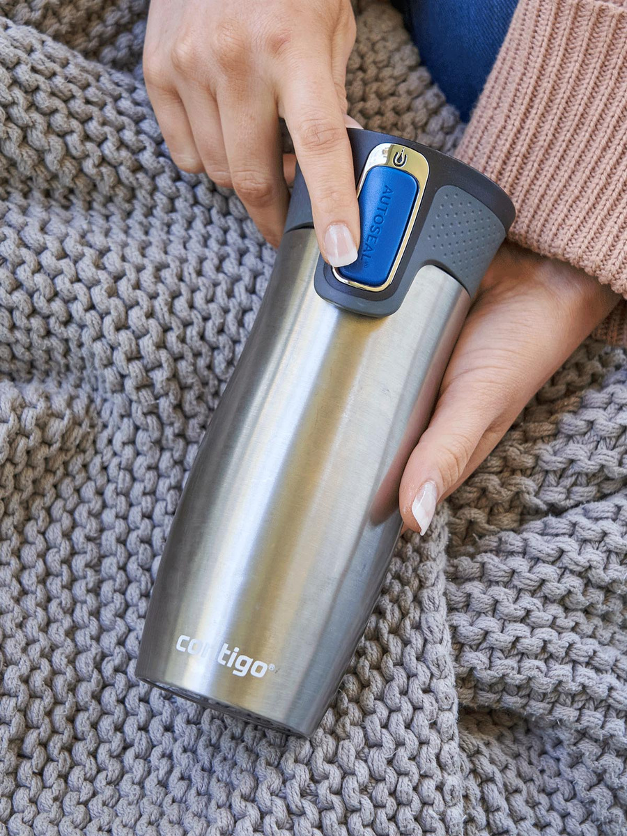 Set of thermal mugs Contigo West Loop 2.0 470ml - steel + Dr.Bacty Notus 360 ml - black