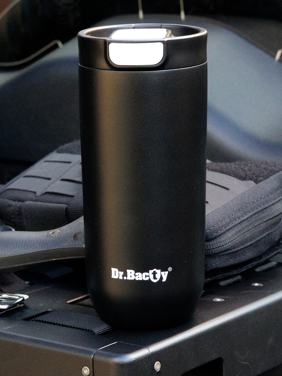 Dr.Bacty Atlas 540ml, matt black – thermal coffee mug for teachers