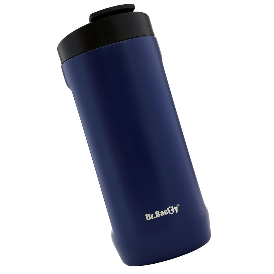 Thermal coffee mug 2-in-1 Dr.Bacty Notus 360 ml - navy blue.