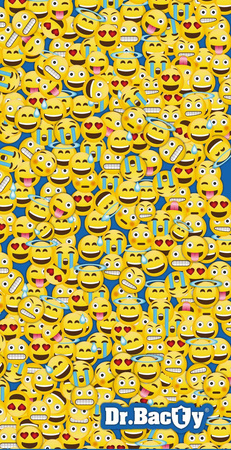 Ręcznik plażowy żółty dwustronny Dr.Bacty - Emotikons II - XL 70x140