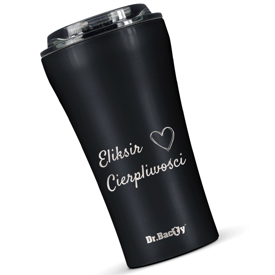 Kubek termiczny na kawę Dr.Bacty Apollo 2.0 - Eliksir cierpliwości - 360 ml - Black Matt