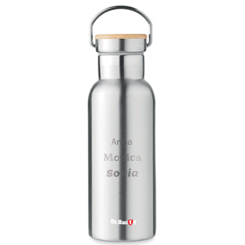 Dr.Bacty Iris 500 ml thermal bottle - silver - personalised with engraving