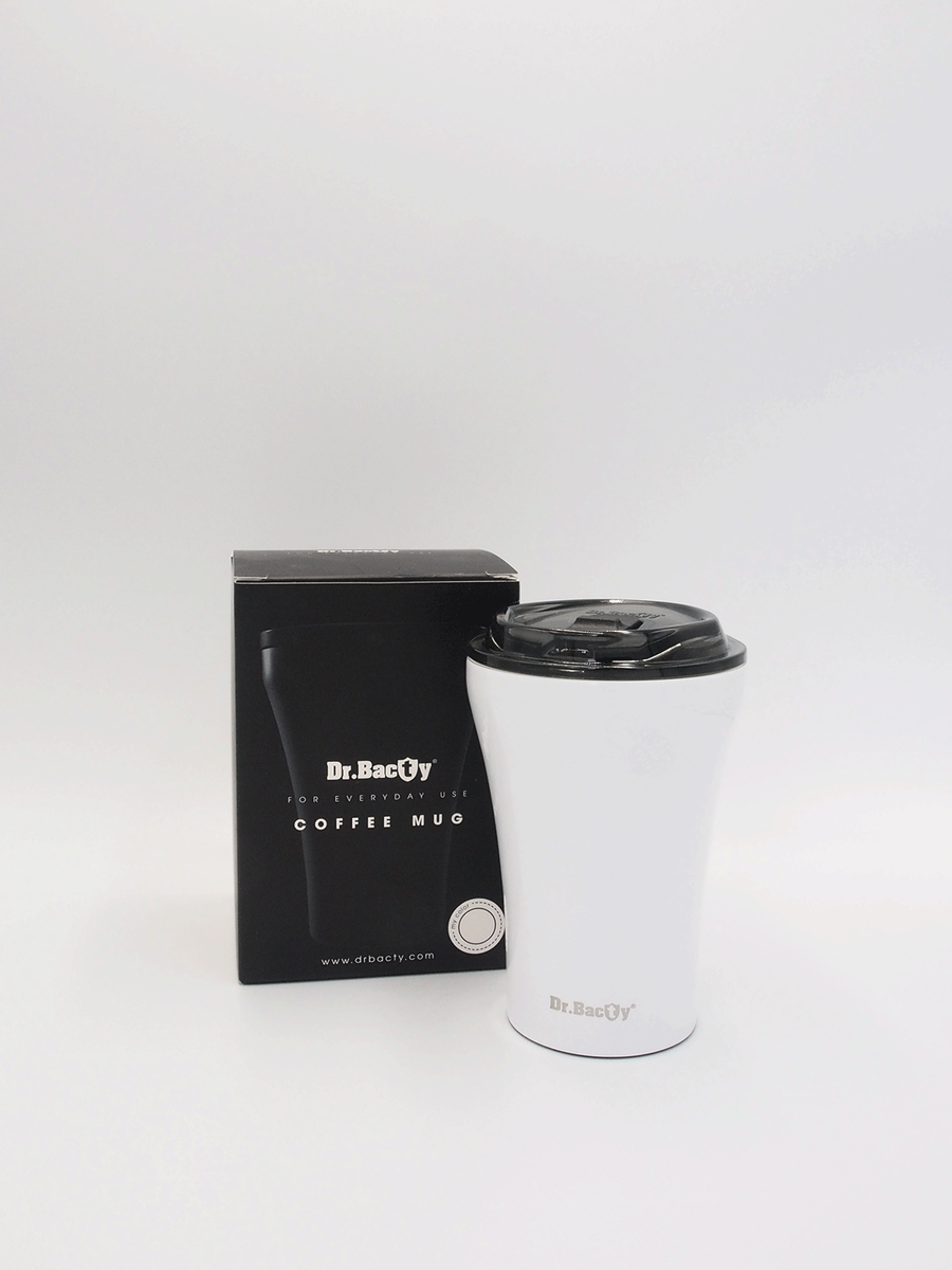Coffee thermal mug with ceramic coating Dr. Bacty Apollo 227 ml - white - Display Product