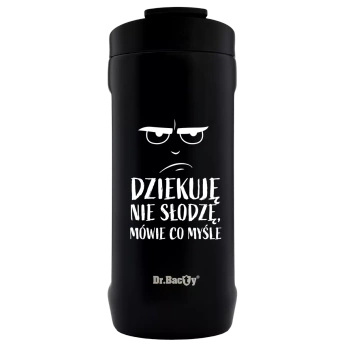 Kubek termiczny do kawy Dr.Bacty Notus 360 ml - Dziękuje, nie słodzę - czarny