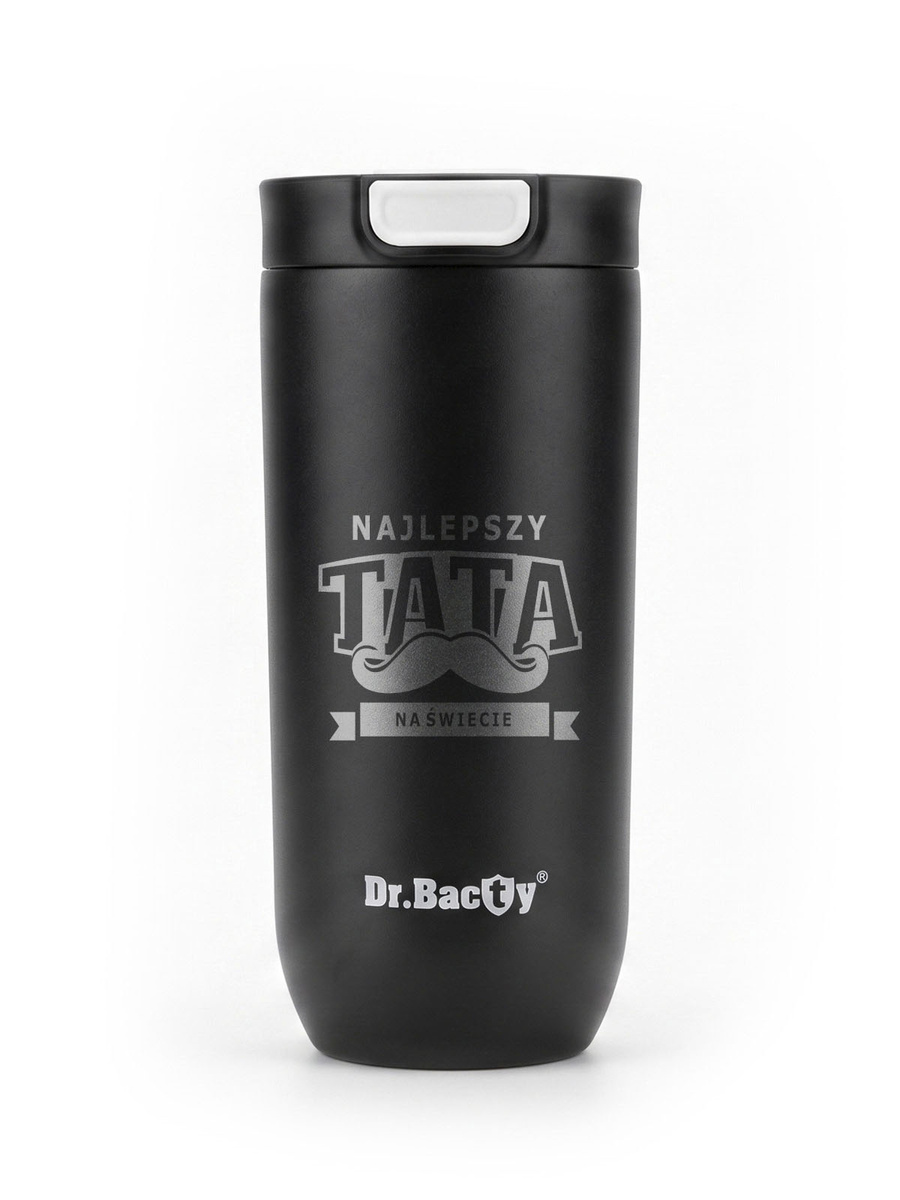 Kubek termiczny Dr.Bacty Atlas 540 ml - Najlepszy tata – Czarny