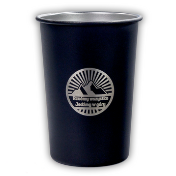 Stainless steel travel mug 350ml - Let's go to the mountains - Matte black