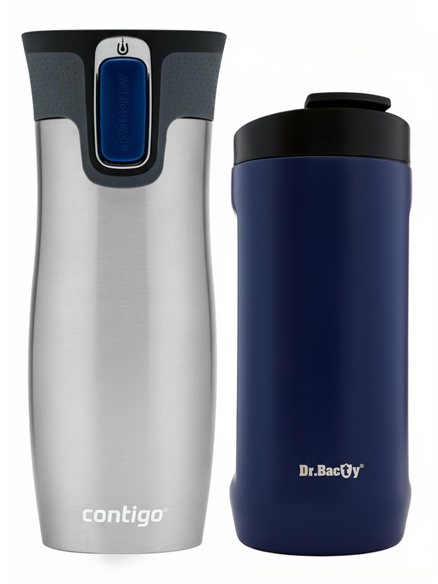 Contigo West Loop 2.0 470ml Thermal Mug Set - Steel + Dr.Bacty Notus 360 ml - Navy blue