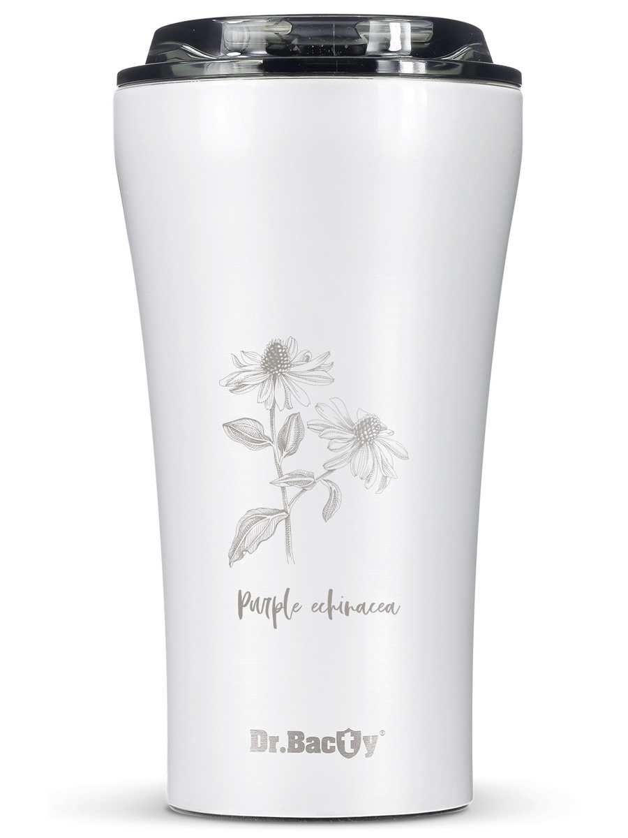 Thermal Coffee Mug Dr.Bacty Apollo 2.0 360 ml "Jeżówka purpurowa" – White