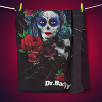Microfiber beach towel, quick drying with antimicrobial coating 70x140 - Santa Muerte