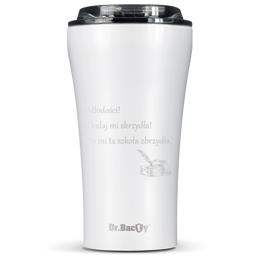 Kubek termiczny na kawę Dr.Bacty Apollo 2.0 - Oda do młodości - 360 ml - Glossy White