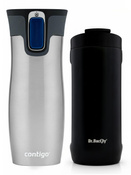 Set of thermal mugs Contigo West Loop 2.0 470ml - steel + Dr.Bacty Notus 360 ml - black