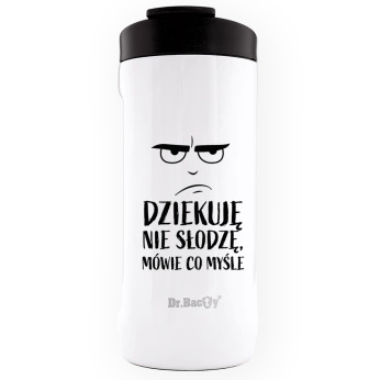Kubek na napoje Dr.Bacty Notus 360 ml - Dziękuje, nie słodzę - biały