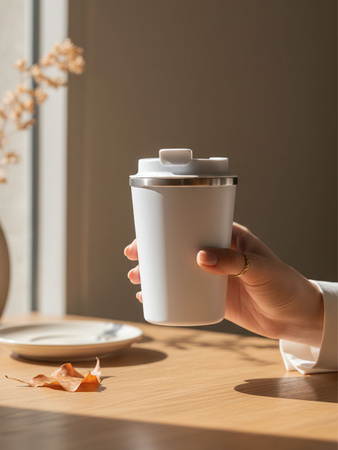 Kubek ekologiczny Dr.Bacty Terra RCS 300 ml – Szczelny, matowy, stal RCS - Arktyczna Biel