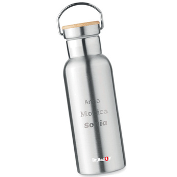 Dr.Bacty Iris 500 ml thermal bottle - silver - personalised with engraving
