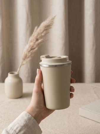 Kubek ekologiczny Dr.Bacty Terra RCS 300 ml – Szczelny, matowy, stal RCS - Piaskowy Beż