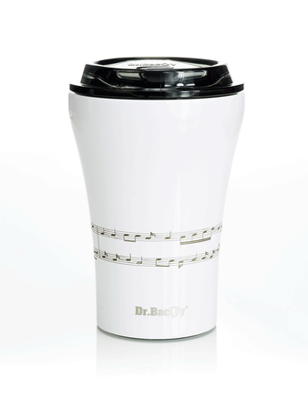 Coffee thermal mug with ceramic coating Dr. Bacty Apollo 227 ml Five-line - white