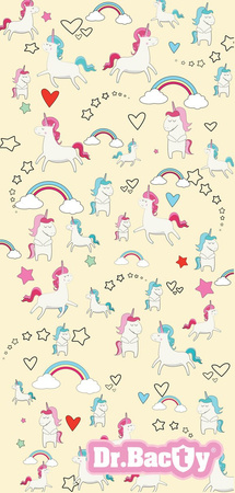 Dr.Bacty quick-drying double-sided towel for girls 60x130 - yellow unicorn.