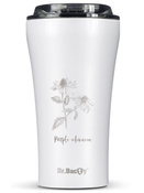 Kubek termiczny na kawę Dr.Bacty Apollo 2.0 360 ml "Jeżówka purpurowa" - Biały