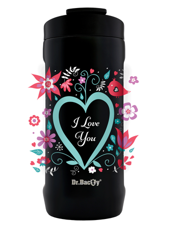 Kubek termiczny do kawy Dr.Bacty 360 ml - Czarny - I love You