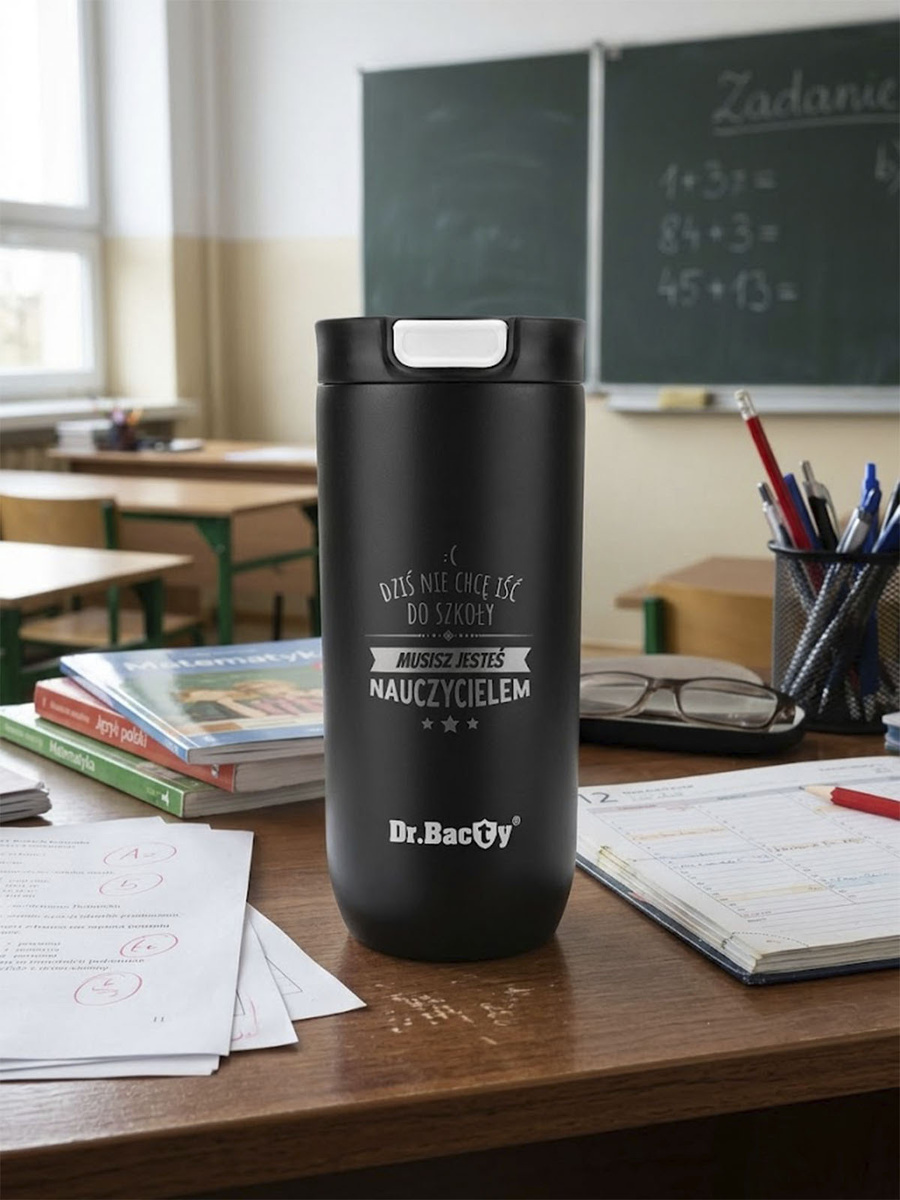 Kubek termiczny Dr.Bacty Atlas 540 ml - Jesteś Nauczycielem – Czarny