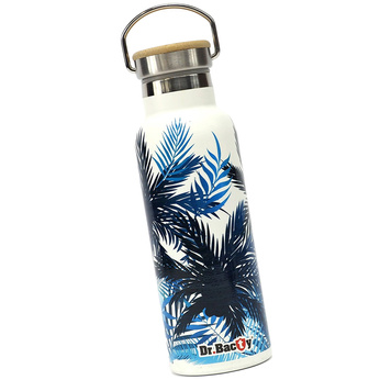 Steel thermal bottle Dr. Bacty Blue Palms - white