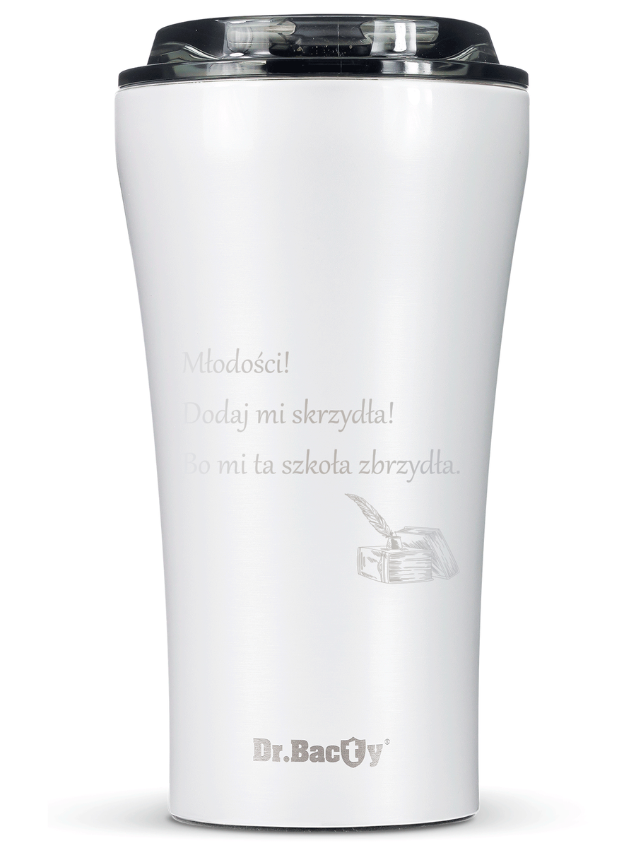 Kubek termiczny na kawę Dr.Bacty Apollo 2.0 - Oda do młodości - 360 ml - Glossy White