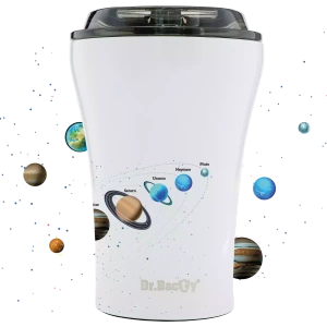 A mug with print Dr. Bacty Apollo Solar System - White