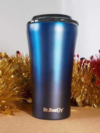 Dr.Bacty Apollo 2.0 thermal coffee mug - 360 ml - Monaco Blue -  I  love You