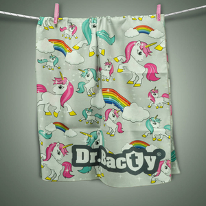 Ręcznik szybkoschnący dziecięcy dla dziewczynek Dr.Bacty - Jednorożec Szary - L 60x130