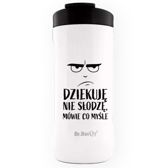 Kubek na napoje Dr.Bacty Notus 360 ml - Dziękuje, nie słodzę - biały