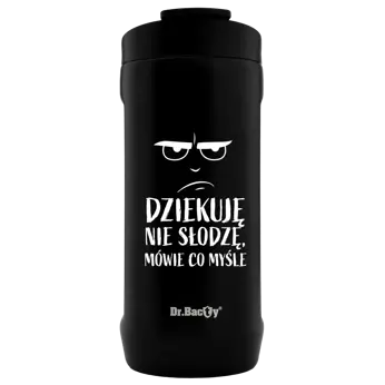 Kubek termiczny do kawy Dr.Bacty Notus 360 ml - Dziękuje, nie słodzę - czarny