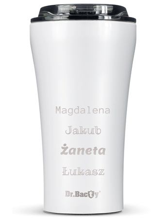 Kubek termiczny na kawę Dr.Bacty Apollo 2.0 - 360 ml - Glossy White - Z twoim grawerem